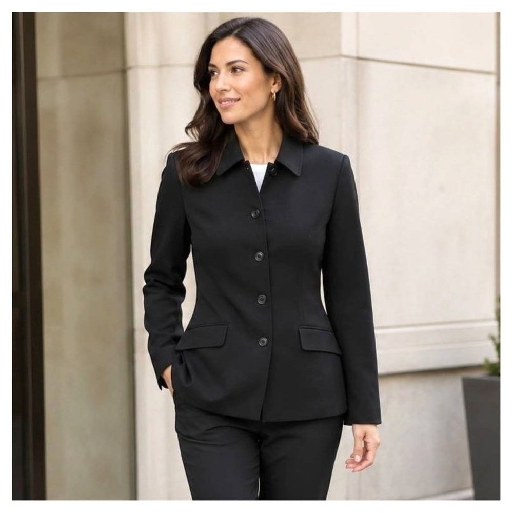 J.Crew Black Tailored Jacket Womens 6 Career Workwear Button Front Lined